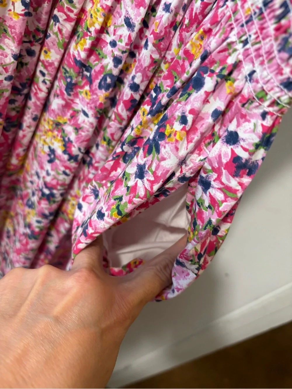 J. Crew Pink Floral Fields Puff Sleeve Smocked Waist Midi Dress MSRP $248 Size L